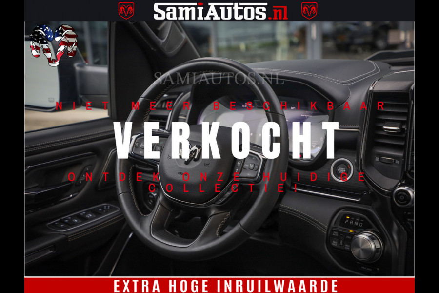 Dodge Ram 1500 LIMITED | 5.7 V8 4X4 | HUD | LUCHTVERING | 360CAM | HUD | DIGI CLUSTER | BINNENSPIEGEL CAMERA | CREWCAB | PANORAMA | AUTO TREEPLANK | ADAPTIVE CRUISE | LPG RAM VOL | BLACK ON BLACK