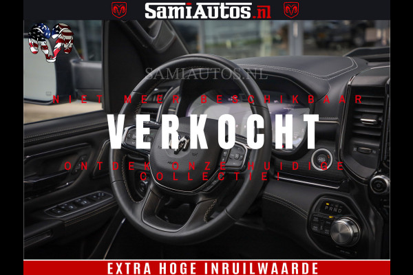 Dodge Ram 1500 LIMITED | 5.7 V8 4X4 | HUD | LUCHTVERING | 360CAM | HUD | DIGI CLUSTER | BINNENSPIEGEL CAMERA | CREWCAB | PANORAMA | AUTO TREEPLANK | ADAPTIVE CRUISE | LPG RAM VOL | BLACK ON BLACK