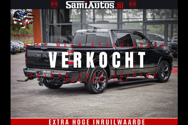 Dodge Ram 1500 LIMITED | 5.7 V8 4X4 | HUD | LUCHTVERING | 360CAM | HUD | DIGI CLUSTER | BINNENSPIEGEL CAMERA | CREWCAB | PANORAMA | AUTO TREEPLANK | ADAPTIVE CRUISE | LPG RAM VOL | BLACK ON BLACK