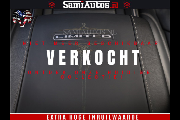 Dodge Ram 1500 LIMITED | 5.7 V8 4X4 | HUD | LUCHTVERING | 360CAM | HUD | DIGI CLUSTER | BINNENSPIEGEL CAMERA | CREWCAB | PANORAMA | AUTO TREEPLANK | ADAPTIVE CRUISE | LPG RAM VOL | BLACK ON BLACK