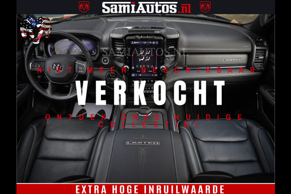 Dodge Ram 1500 LIMITED | 5.7 V8 4X4 | HUD | LUCHTVERING | 360CAM | HUD | DIGI CLUSTER | BINNENSPIEGEL CAMERA | CREWCAB | PANORAMA | AUTO TREEPLANK | ADAPTIVE CRUISE | LPG RAM VOL | BLACK ON BLACK