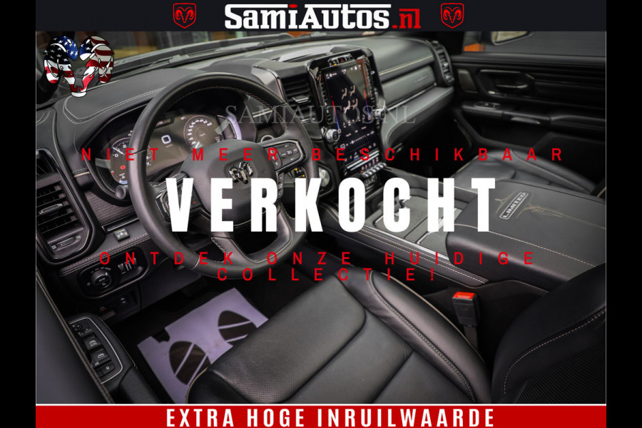 Dodge Ram 1500 LIMITED | 5.7 V8 4X4 | HUD | LUCHTVERING | 360CAM | HUD | DIGI CLUSTER | BINNENSPIEGEL CAMERA | CREWCAB | PANORAMA | AUTO TREEPLANK | ADAPTIVE CRUISE | LPG RAM VOL | BLACK ON BLACK