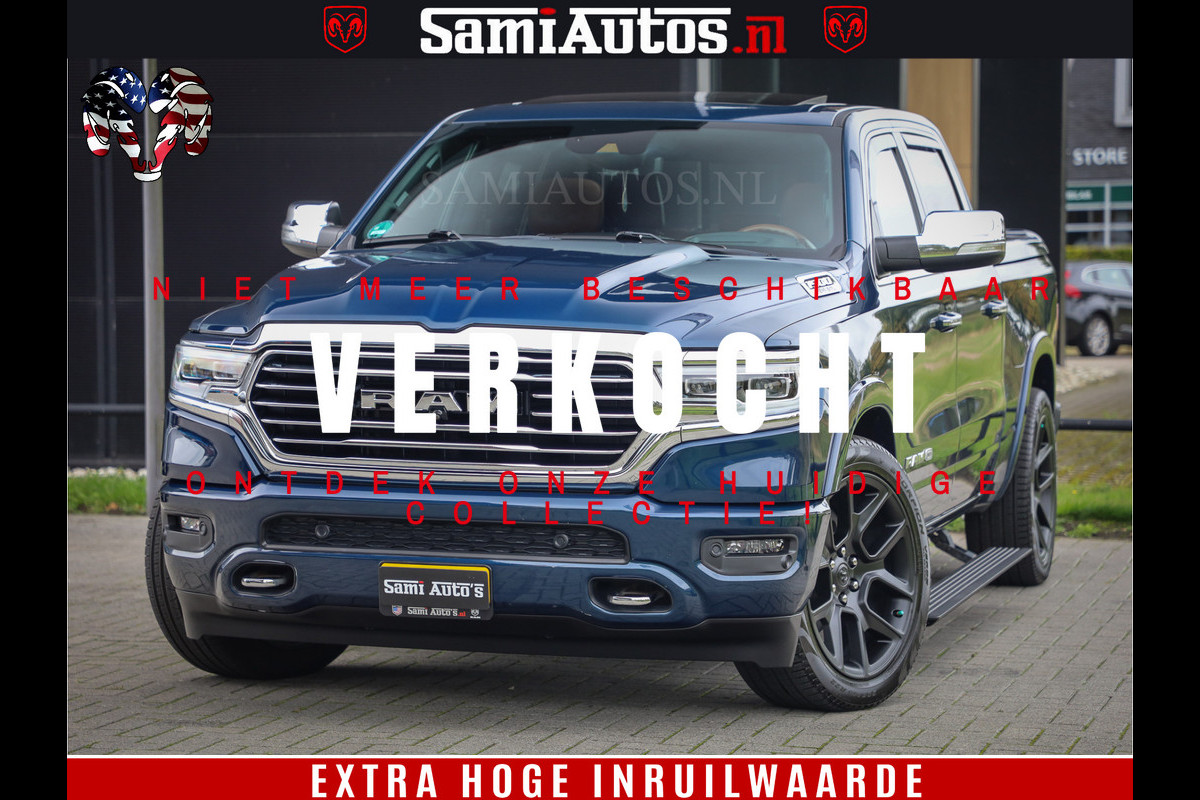 Dodge Ram 1500 LongHorn Edition | Hemi 5.7 V8 | HUD | Luchtvering | Bom Vol | PanoramaDak | Patriot Blue | Comfortabele Dubbele Cabine met Royale 5 Zitplaatsen | DC | Crew Cab | 4x4 | Eerste Eigenaar | 57860 Km Dealer Onderhouden | Dodge Ram 1500 LongHorn Edition | Hemi 5.7 V8 | HUD | Luchtvering | Bom Vol | PanoramaDak | Patriot Blue | Comfortabele Dubbele Cabine met Royale 5 Zitplaatsen | DC | Crew Cab | 4x4 | Eerste Eigenaar | 57860 Km Dealer Onderhouden |