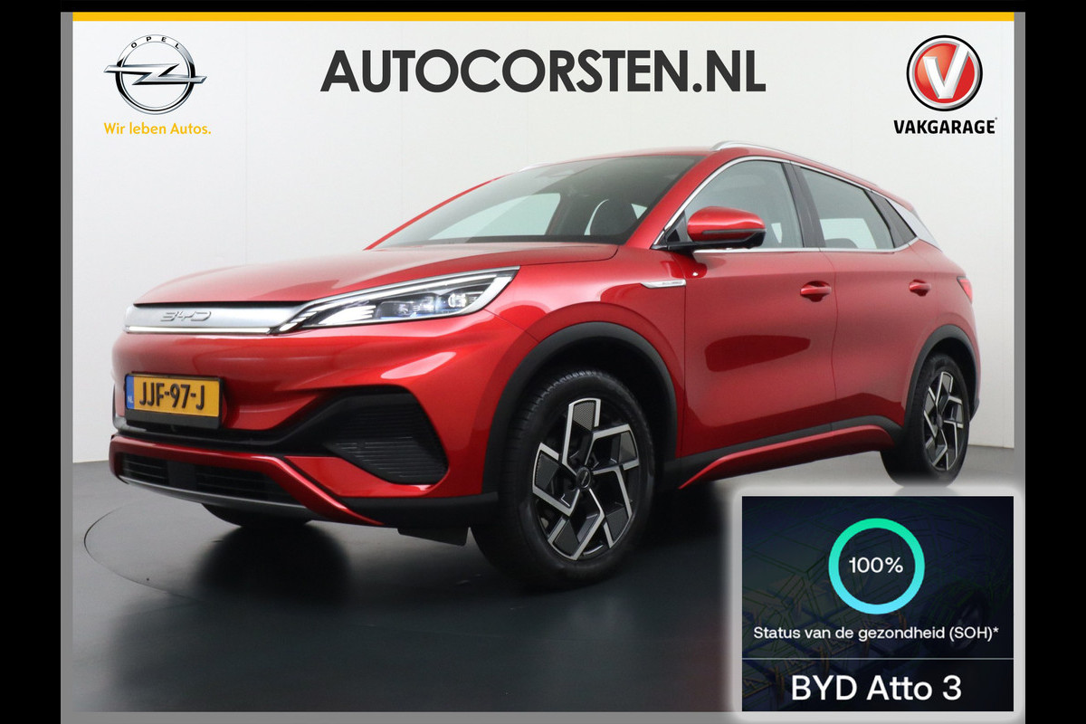 BYD ATTO 3 60kWh Design SOH 100% Panoramadak Leder+Elektr.Verst. Warmtepomp Adaptieve Cruise 360°Camera Apple Carplay Android Auto Elektr.A Verkeersbord detectie WiFi DAB Led Rijstrooksensor Keyless Smartphone Entry Fabrieksgarantie tot 15-12-2028/150.000km Garantie op de LFP Accu tot 15-12-2030/200.000km €44.000,- Nieuw! BYD ATTO 3 60kWh Design SOH 100% Panoramadak Leder+Elektr.Verst. Warmtepomp Adaptieve Cruise 360°Camera Apple Carplay Android Auto Elektr.A Verkeersbord detectie WiFi DAB Led Rijstrooksensor Keyless Smartphone Entry Fabrieksgarantie tot 15-12-2028/150.000km Garantie op de LFP Accu tot 15-12-2030/200.000km €44.000,- Nieuw!