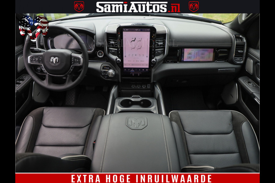 Dodge Ram 1500 GEEN MEERPRIJS | ALL IN | HELLCAT WHEELS | WIDE BODY | Laramie Night | 420Pk 636 Nn | Extra Groot Scherm + Passagiers Scher Comfortabele Dubbele Cabine met Royale 5 Zitplaatsen | Nu Leverbaar uit Voorraad | Voorraad Nr 2223 - 5047