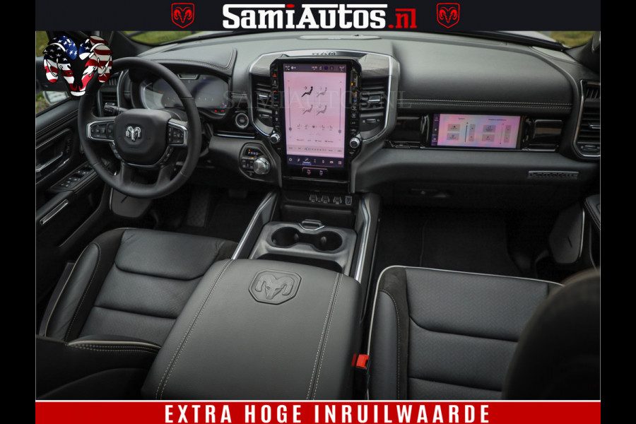 Dodge Ram 1500 GEEN MEERPRIJS | ALL IN | HELLCAT WHEELS | WIDE BODY | Laramie Night | 420Pk 636 Nn | Extra Groot Scherm + Passagiers Scher Comfortabele Dubbele Cabine met Royale 5 Zitplaatsen | Nu Leverbaar uit Voorraad | Voorraad Nr 2223 - 5047