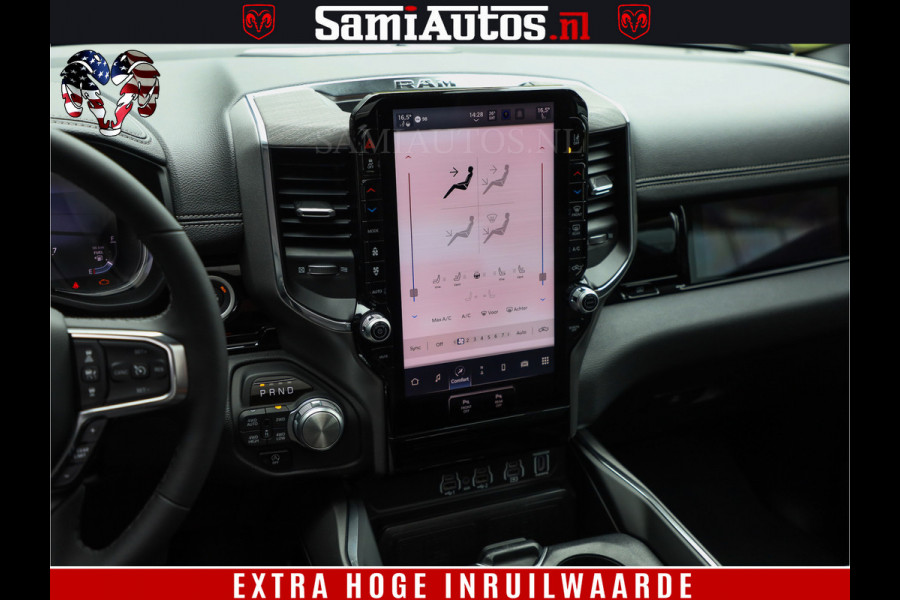 Dodge Ram 1500 GEEN MEERPRIJS | ALL IN | HELLCAT WHEELS | WIDE BODY | Laramie Night | 420Pk 636 Nn | Extra Groot Scherm + Passagiers Scher Comfortabele Dubbele Cabine met Royale 5 Zitplaatsen | Nu Leverbaar uit Voorraad | Voorraad Nr 2223 - 5047