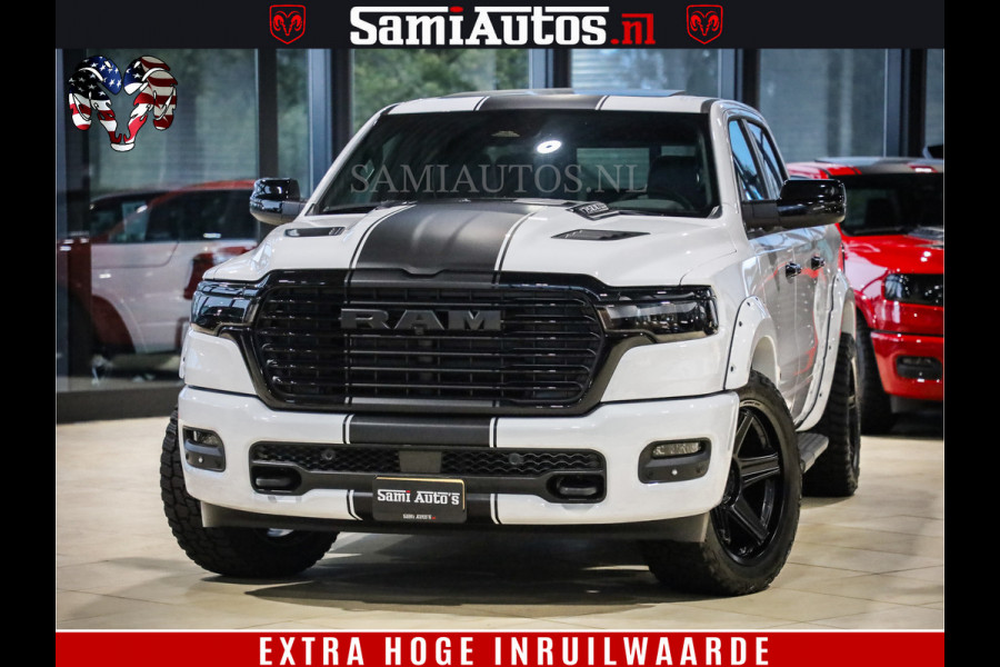 Dodge Ram 1500 GEEN MEERPRIJS | ALL IN | HELLCAT WHEELS | WIDE BODY | Laramie Night | 420Pk 636 Nn | Extra Groot Scherm + Passagiers Scher Comfortabele Dubbele Cabine met Royale 5 Zitplaatsen | Nu Leverbaar uit Voorraad | Voorraad Nr 2223 - 5047