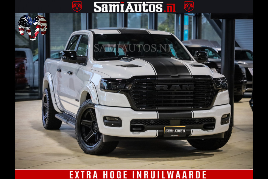 Dodge Ram 1500 GEEN MEERPRIJS | ALL IN | HELLCAT WHEELS | WIDE BODY | Laramie Night | 420Pk 636 Nn | Extra Groot Scherm + Passagiers Scher Comfortabele Dubbele Cabine met Royale 5 Zitplaatsen | Nu Leverbaar uit Voorraad | Voorraad Nr 2223 - 5047