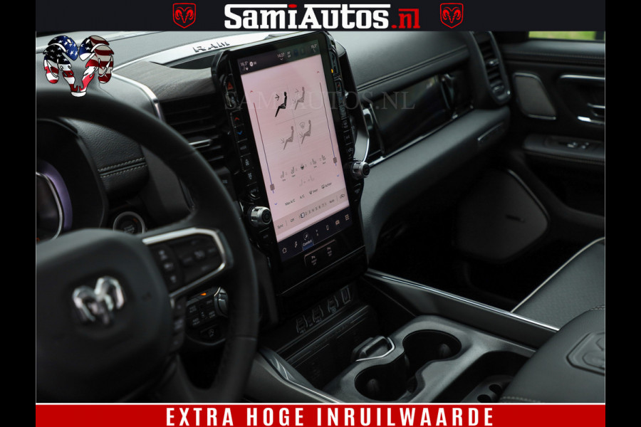 Dodge Ram 1500 GEEN MEERPRIJS | ALL IN | HELLCAT WHEELS | WIDE BODY | Laramie Night | 420Pk 636 Nn | Extra Groot Scherm + Passagiers Scher Comfortabele Dubbele Cabine met Royale 5 Zitplaatsen | Nu Leverbaar uit Voorraad | Voorraad Nr 2223 - 5047