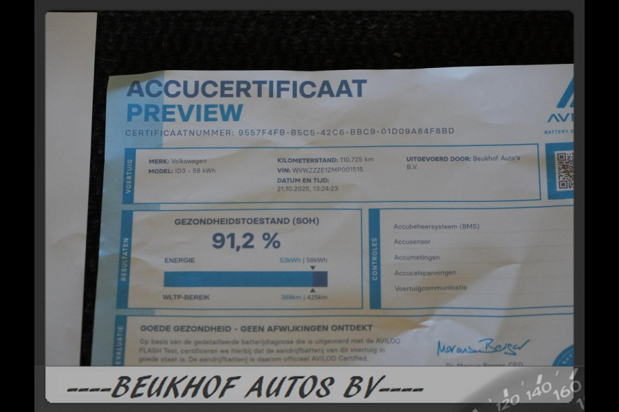 Volkswagen ID.3 First Plus 58 kWh Carplay Nav Camera Soh 91% Volkswagen ID.3 First Plus 58 kWh Carplay Nav Camera Soh 91%