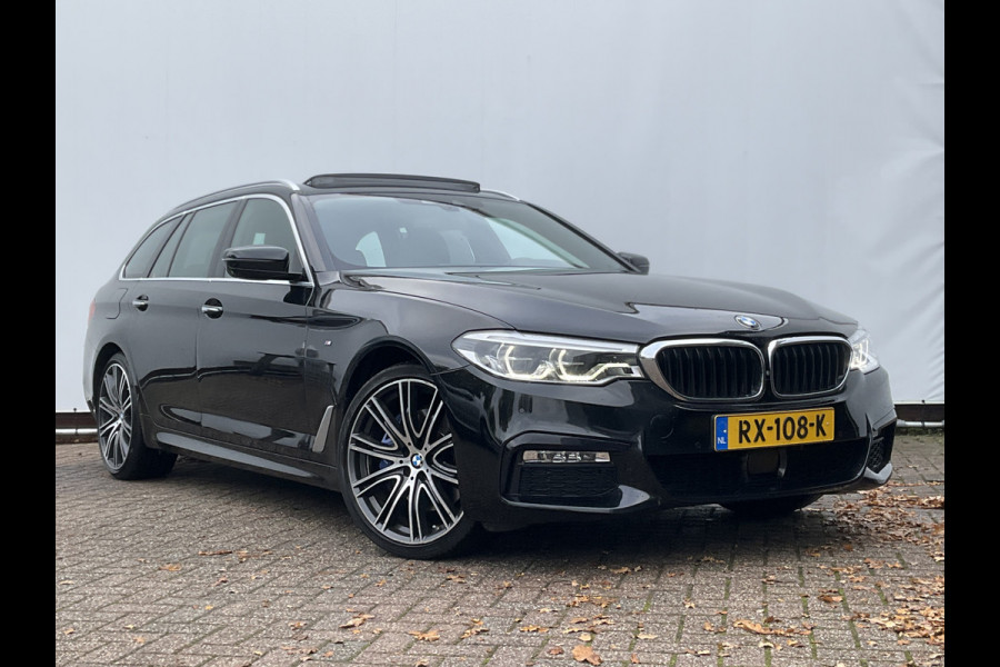 BMW 5 Serie 530D M-sport 6-Cilinder Pano Trekhaak HUD 360cam Standkachel Sfeerverl NL-Auto VOL!