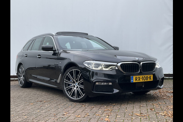 BMW 5 Serie 530D M-sport 6-Cilinder Pano Trekhaak HUD 360cam Standkachel Sfeerverl NL-Auto VOL!