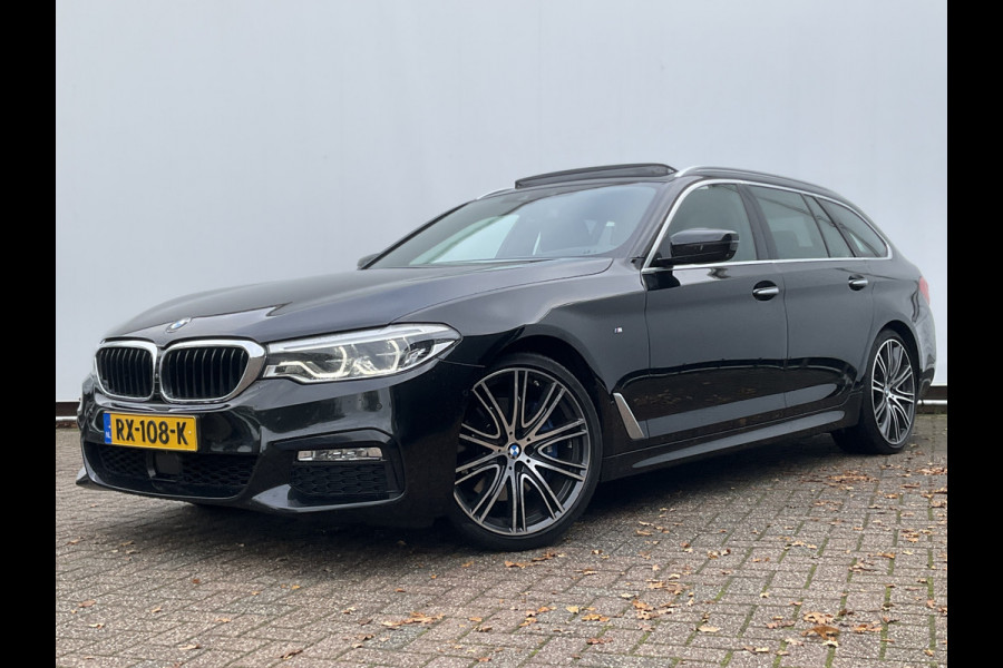 BMW 5 Serie 530D M-sport 6-Cilinder Pano Trekhaak HUD 360cam Standkachel Sfeerverl NL-Auto VOL!