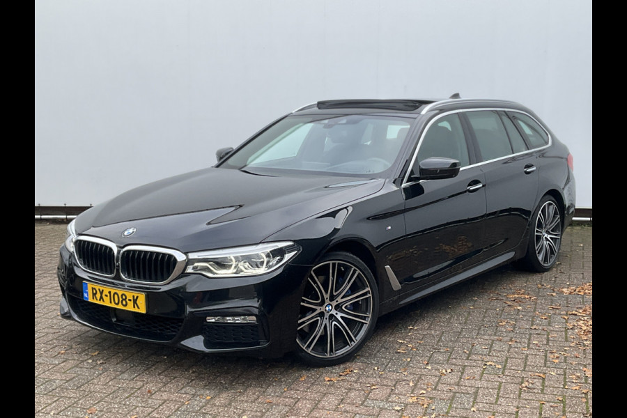 BMW 5 Serie 530D M-sport 6-Cilinder Pano Trekhaak HUD 360cam Standkachel Sfeerverl NL-Auto VOL!