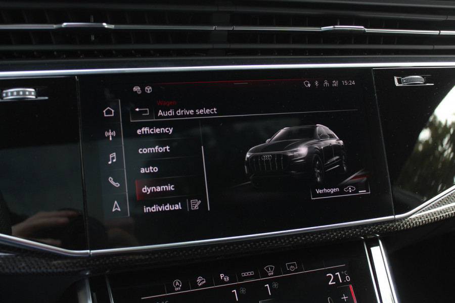 Audi Q8 55 TFSI quattro Pro Line S / Trekhaak / Panoramadak / Camera / Head-up / Luxe Leder / Carbon / 22'' / RS Seats / Keyless / Sfeerverlichting / Matrix LED / Stoelventilatie / Stuur+Stoelverwarming / DAB / ACC / Stoelm