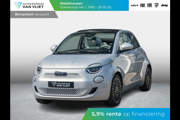 Fiat 500E Cabrio La Prima 42 kWh | 17% Bijtelling | Clima | Cruise | Leder | 17" | Priv Glass | Winter Pack | JBL Sound | BSM | Apple Carplay