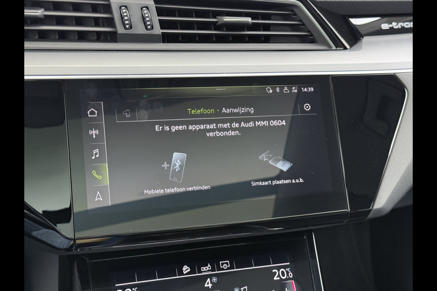 Audi e-tron 50 Quattro 313pk SOH 92% Leer Pano-dak Bang&Olufsen®-Hifi Memory Adaptieve Cruise Control Stoelverwarming DAB Elek.verst.Stoelen Led Elek.Achterklep Business Edition Plus 71kWh 1e Eigenaar Origineel Nederlandse Auto Nieuwprijs €75.963,-