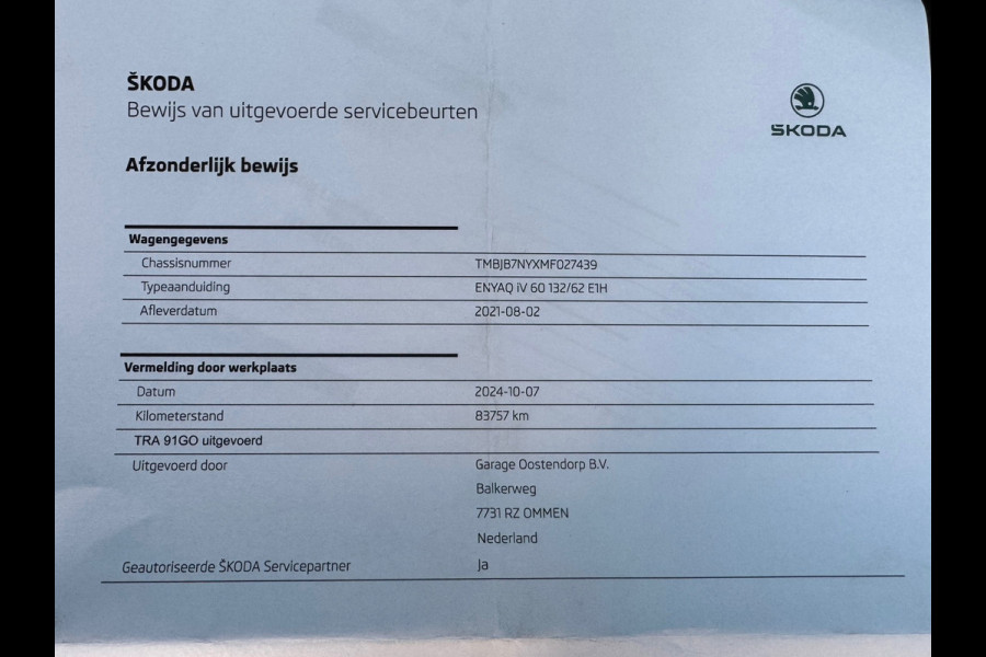 Škoda ENYAQ iV 60 Sportline * Trekhaak * Camera * Elek. Klep * 21 inch velgen * Škoda ENYAQ iV 60 Sportline * Trekhaak * Camera * Elek. Klep * 21 inch velgen *