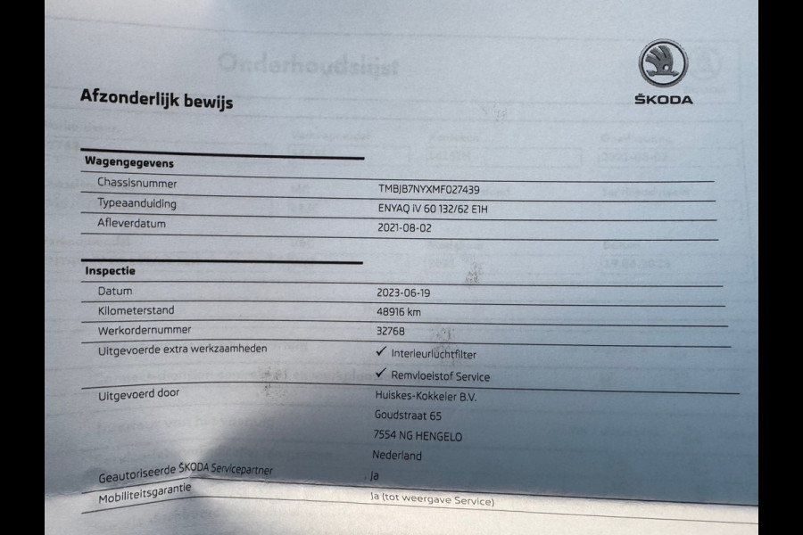 Škoda ENYAQ iV 60 Sportline * Trekhaak * Camera * Elek. Klep * 21 inch velgen * Škoda ENYAQ iV 60 Sportline * Trekhaak * Camera * Elek. Klep * 21 inch velgen *