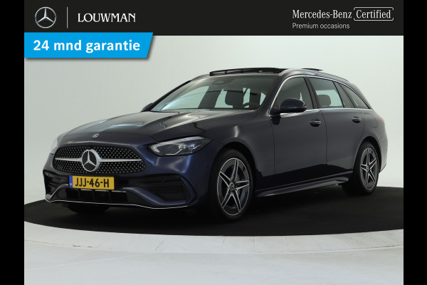 Mercedes-Benz C-Klasse Estate 300 e AMG Plug-In Hybride AMG Line | Trekhaak | Panorama Schuif-Kanrteldak | Distronic | Stuur en Stoelverwarming. Inclusief 24 maanden Mercedes-Benz Certified garantie voor Europa.