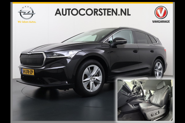Škoda ENYAQ iV 80 Leer+Memory Adapt-ve-Cr. Trekhaak 360°Camera First Edition SOH 92% Wegkl.Trekh. Navi Ecc Apple Carplay Android Auto Stoel+Stu Lane Assist Elek.Achterklep DAB+ Led