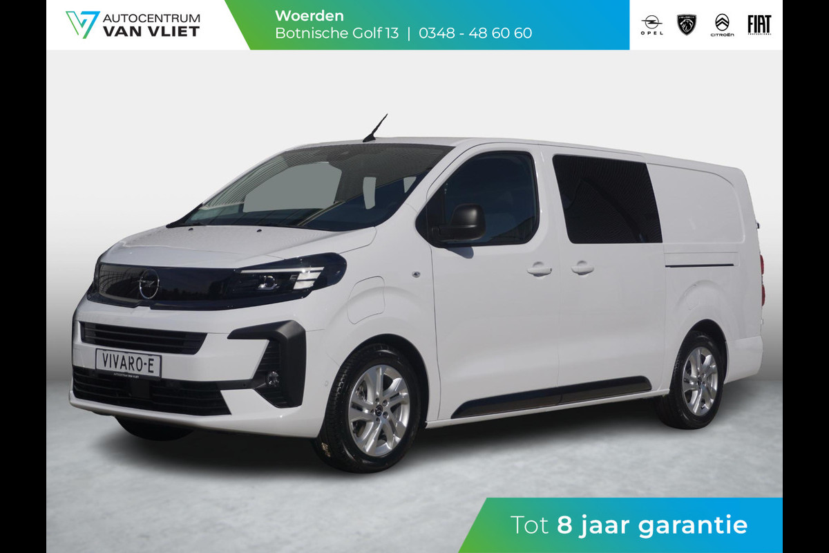 Opel Vivaro Electric 75 kWh Dubbele Cabine | 2x schuifdeur | tot 8 jaar garantie | Dynamic Surround View Pakket | Exterieur pakket | Comfort Pakket | Winterpakket | Apple Carplay | rondom zicht camera's | LM velgen | Dodehoek detectie | parkeersensoren voor & achter | betimmering | rijklaarprijs