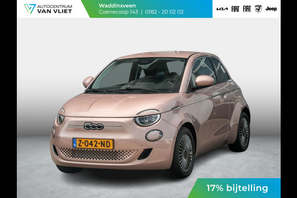 Fiat 500E 42 kWh | 17% Bijtelling | Clima | Cruise | Pack Winter | BSM | 16" | LED | Apple Carplay