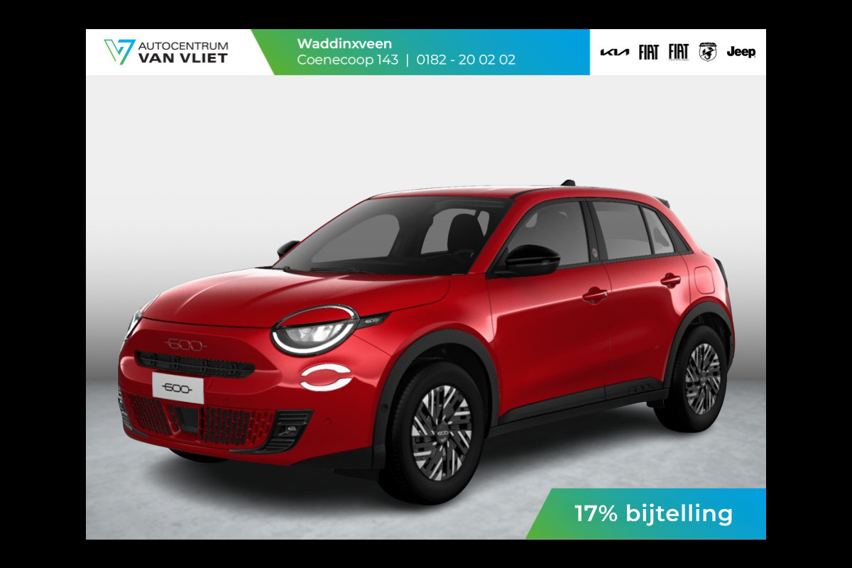 Fiat 600E RED 54 kWh | 17% Bijtelling | Clima | Cruise | LED | PDC | Apple Carplay