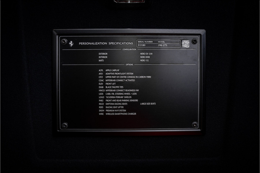 Ferrari 296 GTS 3.0 V6 - Daytona Racing Seats | Lift  | Passenger Display | Carbon | JBL