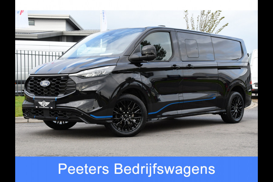 Ford Transit Custom 320 2.0 TDCI L2H1 Sport DC Black Edition Virtual, Adaptieve Cruise, Carplay, LED, 2 x Schuifdeur, 170pk, Stoelverwarming, Sensoren, BOM VOL!