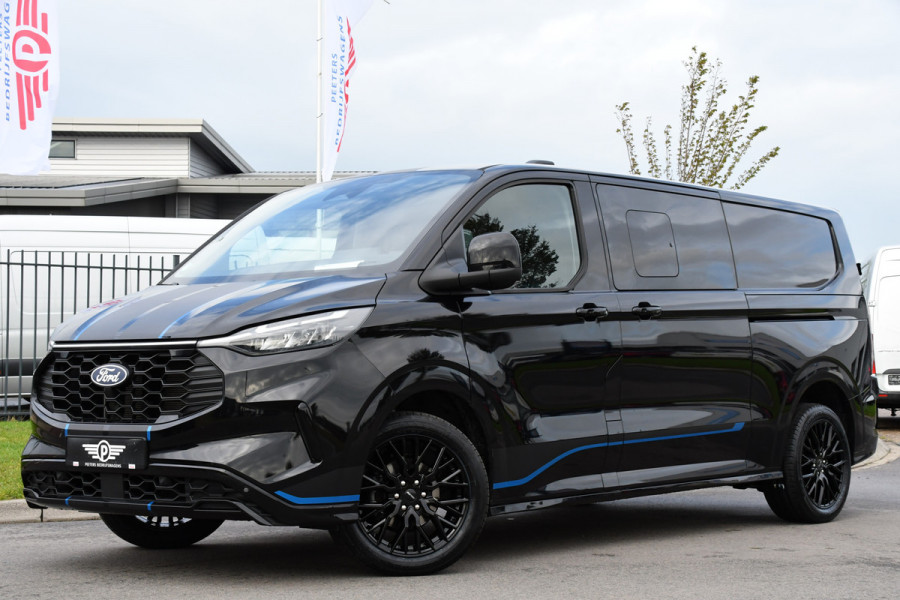 Ford Transit Custom 320 2.0 TDCI L2H1 Sport DC Black Edition Virtual, Adaptieve Cruise, Carplay, LED, 2 x Schuifdeur, 170pk, Stoelverwarming, Sensoren, BOM VOL!