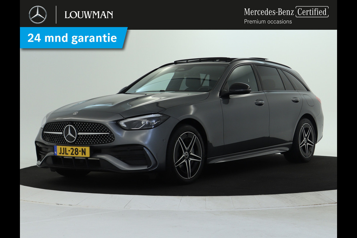 Mercedes-Benz C-Klasse Estate 300 e AMG Plug-In Hybride AMG Line | Night Pakket | Trekhaak | Panorama Schuif-Kanteldak | Memory Voorstoelen. Inclusief 24 maanden Mercedes-Benz Certified garantie voor Europa.