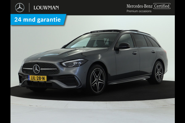 Mercedes-Benz C-Klasse Estate 300 e AMG Plug-In Hybride AMG Line | Night Pakket | Trekhaak | Panorama Schuif-Kanteldak | Memory Voorstoelen. Inclusief 24 maanden Mercedes-Benz Certified garantie voor Europa.