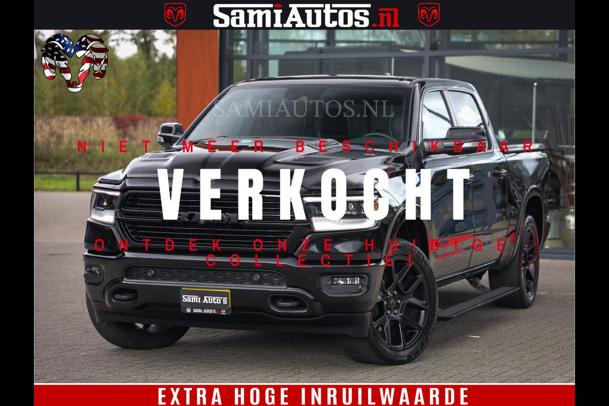 Dodge Ram 1500 BLACK EDITION | 4X4 5.7 V8 | PRINS LPG | CAMERA | APPLE CARPLAY | 3500KG | 22INCH NIGHT | FULL LED | ADAPTIVE CRUISE | MEMORY SEATS | LEDER | DUBBELE CABINE | CREWCAB