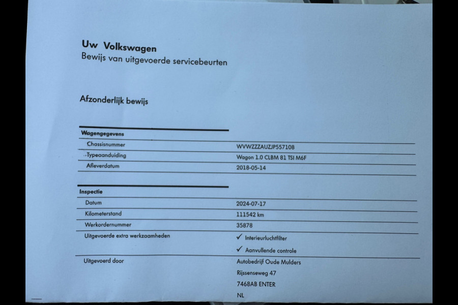 Volkswagen GOLF Variant 1.0 TSI 110pk Comfortline * Navigatie * Stoelverwarming * Adaptieve Cruise Control *