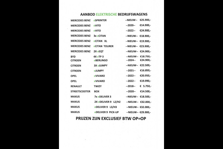 Opel Vivaro-e / Citroen e-Jumpy 75kWh Business 9 Pers. Airco Cruisecontrol Prijs incl. BTW €32.368,-