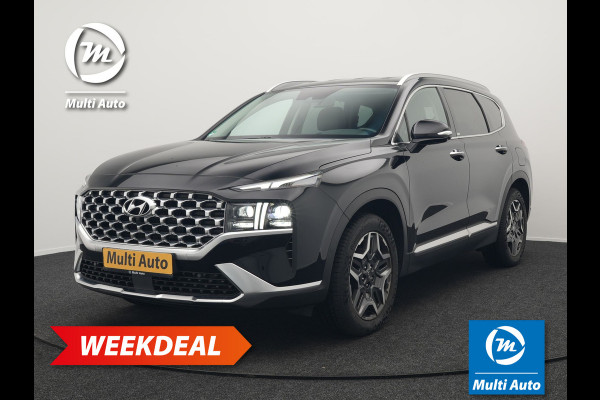 Hyundai Santa Fe 1.6 T-GDI Premium Plug In Hybrid 266pk Dealer O.H PHEV | Adaptive Cruise | Head Up | 360 Camera | Lederen Sportstoelen Memory & Ventilatie | Apple Carplay | Verwarmde Stoelen & Stuur | Sfeerverlichting | Keyless | Navigatie | Blis | DAB |