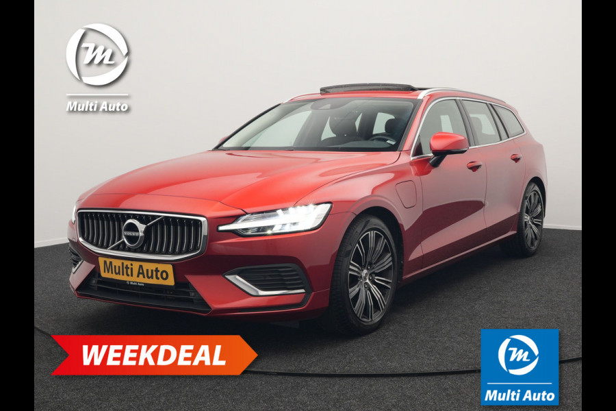 Volvo V60 T6 Twin Engine AWD Inscription Plug In Hybrid 340pk Dealer O.H. PHEV | Panodak | Trekhaak af Fabriek | Lederen Sportstoelen Memory | Apple Carplay | Navigatie | Camera | Virtual | Stoelverwarming |
