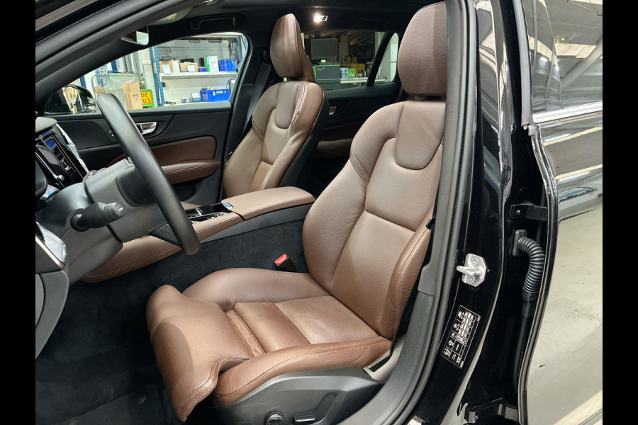 Volvo V60 2.0 T6 Recharge AWD Business Pro Cacao Leder 341pk ! | Skyroof | Trekhaak | Stoel- Stuur-, A-Bank verwarming | A-Camera