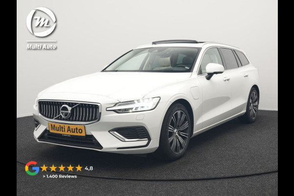 Volvo V60 T6 Recharge AWD Inscription Plug In Hybrid 340pk Dealer O.H PHEV | Trekhaak Af Fabriek | Panodak | Head Up | 360 Camera | Adaptive Cruise | Lederen Sporstoelen Memory & Verwarmd | Harman & Kardon | Blis | Keyless | Apple Carplay | Stuur Verwarmd |