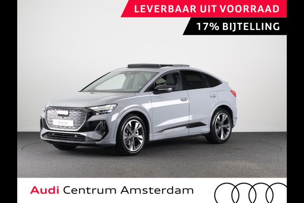 Audi Q4 Sportback e-tron 45 quattro S Edition 82 kWh panoramadak, achteruitrij camera, adaptive cruise control, optiek pakket zwart plus, privacy glass, lichtpakket, spiegelkappen zwart