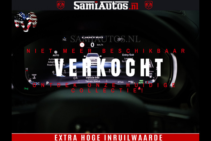 Dodge Ram 1500 Limited Night High Output 540HP 706Nm | Massage + Full Option | De Meest Luxe en Volle Pick-Up in zijn Klasse | Comfortabele Dubbele Cabine met Royale 5 Zitplaatsen | BPM vrij | Nu Leverbaar uit Voorraad | Voorraad Nr 2350 - 5181