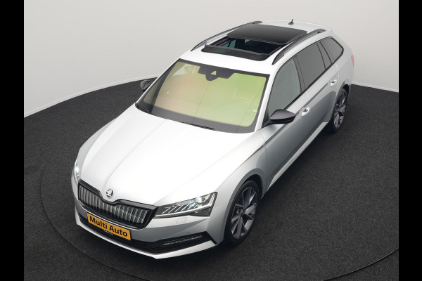 Škoda Superb Combi 1.4 TSI iV Sportline Business Plug In Hybrid 218pk Dealer O.H PHEV | Trekhaak Af Fabriek | Panodak | Adaptive Cruise | Alcantara Sportstoelen Memory & Verwarmd | Sfeerverlichting | Apple Carplay | Stuur Verwarmd | Virtual | Keyless | DAB | 19"L.M |