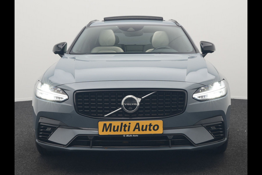 Volvo V90 T6 AWD R-Design Plug In Hybrid 340pk Dealer O.H PHEV | Trekhaak Af Fabriek | Panodak | Adaptive Cruise | Head Up | Harman & Kardon | 360 Camera | Lederen Sporstoelen Memory & Verwarmd | Pilot Assist | Apple Carplay | Navigatie | DAB |