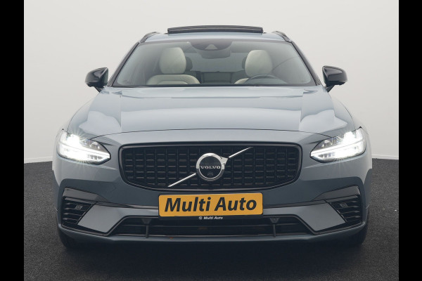 Volvo V90 T6 AWD R-Design Plug In Hybrid 340pk Dealer O.H PHEV | Trekhaak Af Fabriek | Panodak | Adaptive Cruise | Head Up | Harman & Kardon | 360 Camera | Lederen Sporstoelen Memory & Verwarmd | Pilot Assist | Apple Carplay | Navigatie | DAB |