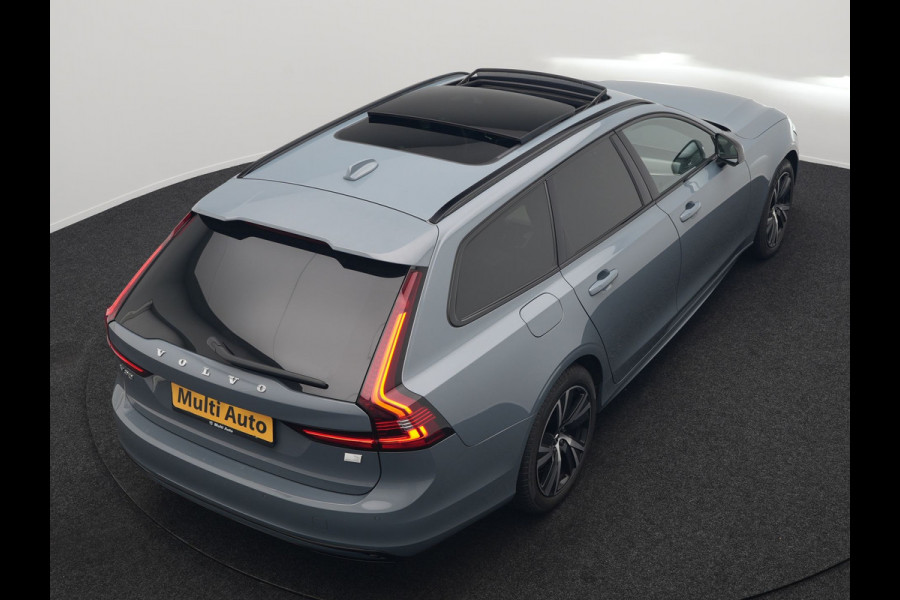 Volvo V90 T6 AWD R-Design Plug In Hybrid 340pk Dealer O.H PHEV | Trekhaak Af Fabriek | Panodak | Adaptive Cruise | Head Up | Harman & Kardon | 360 Camera | Lederen Sporstoelen Memory & Verwarmd | Pilot Assist | Apple Carplay | Navigatie | DAB |