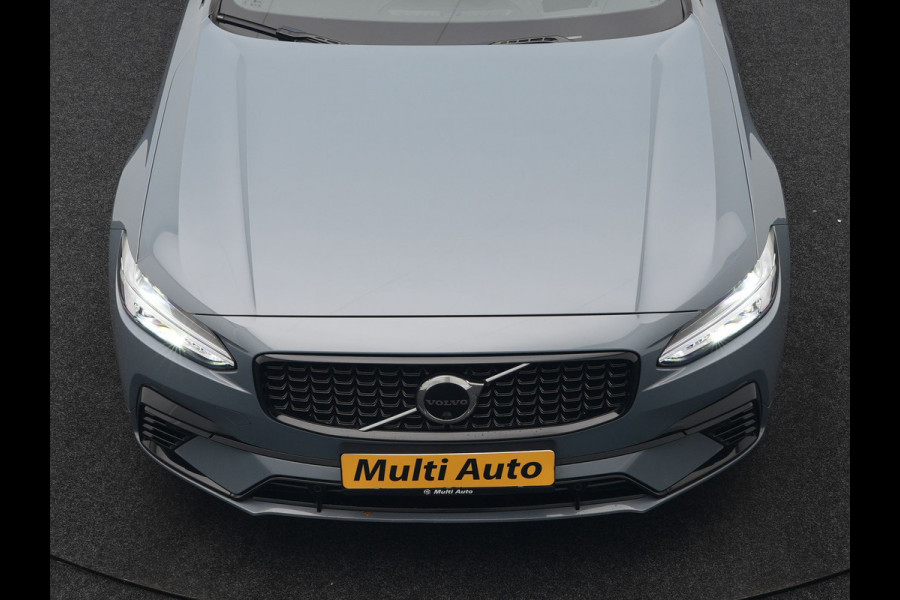 Volvo V90 T6 AWD R-Design Plug In Hybrid 340pk Dealer O.H PHEV | Trekhaak Af Fabriek | Panodak | Adaptive Cruise | Head Up | Harman & Kardon | 360 Camera | Lederen Sporstoelen Memory & Verwarmd | Pilot Assist | Apple Carplay | Navigatie | DAB |