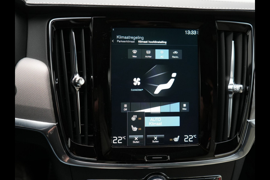 Volvo V90 T6 AWD R-Design Plug In Hybrid 340pk Dealer O.H PHEV | Trekhaak Af Fabriek | Panodak | Adaptive Cruise | Head Up | Harman & Kardon | 360 Camera | Lederen Sporstoelen Memory & Verwarmd | Pilot Assist | Apple Carplay | Navigatie | DAB |