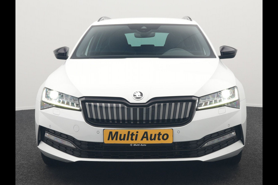 Škoda Superb Combi 1.4 TSI iV Sportline Dealer O.H PHEV | Trekhaak Af Fabriek | Adaptive Cruise | Alcantara Sportstoelen Memory & Verwarmd | Canton Audio | Apple Carplay | Stuur Verwarmd | Keyless | Sfeerverlichting |  Navigatie | DAB |